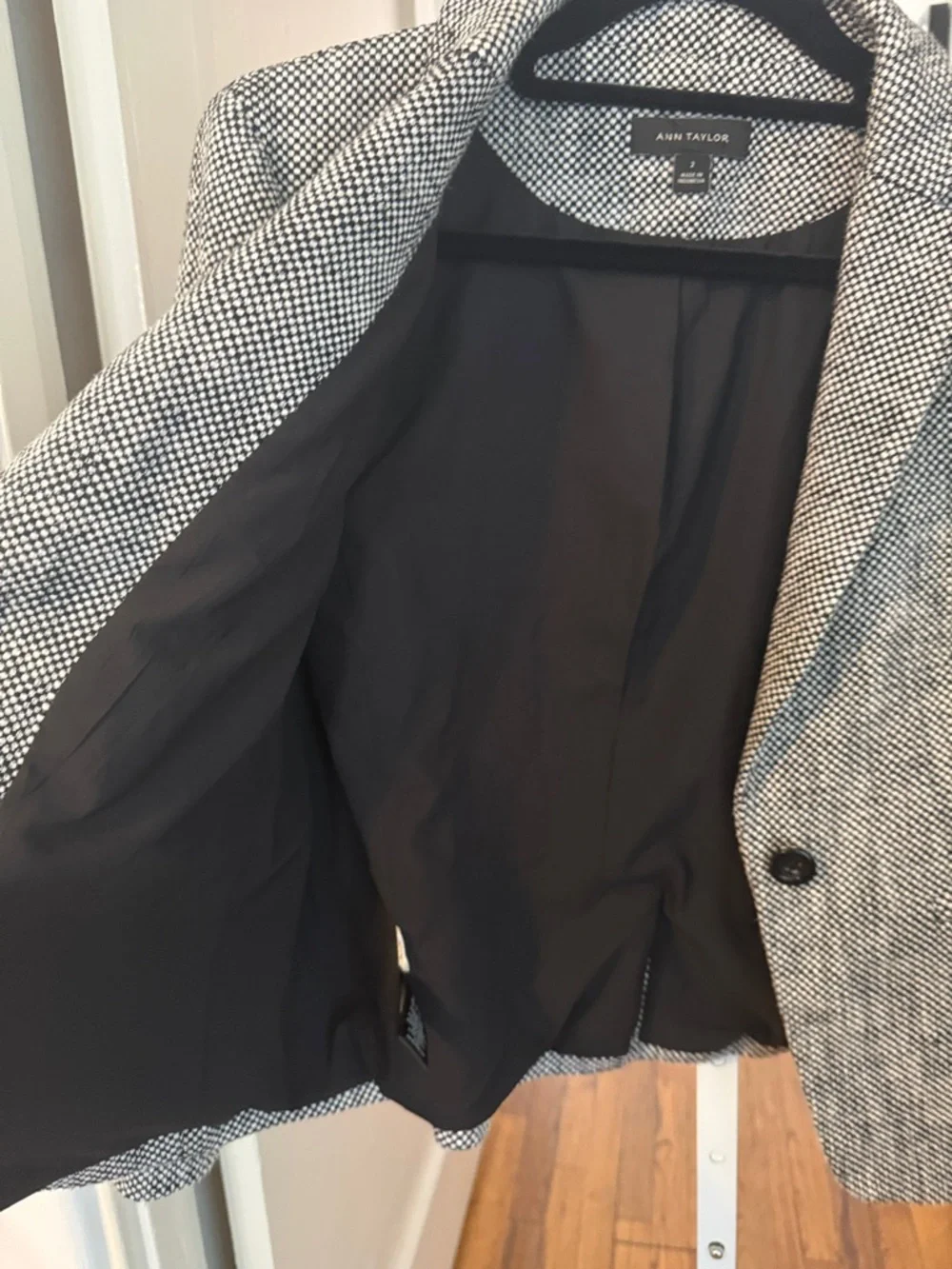 Ann Taylor Black and White Tweed Blazer